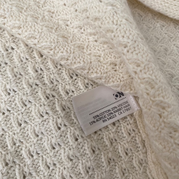 Ivory Open Front Cardigan Sweater with Embellished Rhinestone - Picture 4 of 10